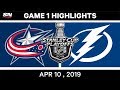 NHL Highlights | Columbus Blue Jackets vs Tampa Bay Lightning, Game 1 - April 10, 2019