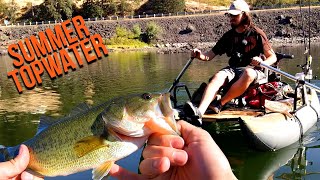 Topwater Bass Action on my Wilderness SE Pontoon!  (WA State Pontoon Bass Fishing!)