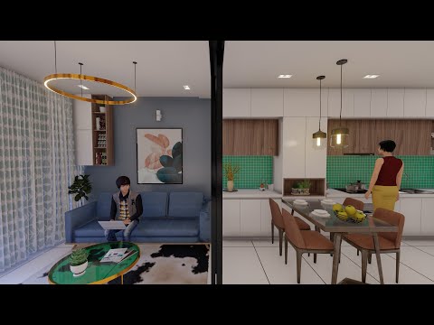 Mẫu thiết kế căn hộ chung cư 40m2 có 2 phòng ngủ