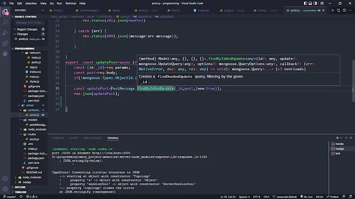 : JSON.stringify(value);  TypeError: Converting circular structure to JSON