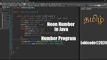 Neon number in Tamil|Java| Numberprograms |Eclipse Environment #java #javatamil #coding
