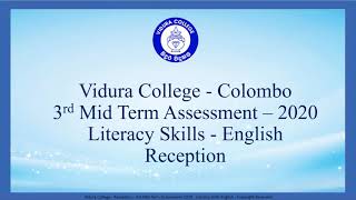 Reception-   3rd Midterm Assessment-  Literacy Skills- English- (Teacher's Guidance)