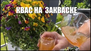 Домашний квас на пшеничной хлебной закваске. На ржаном солоде.