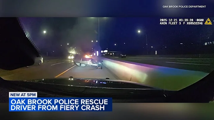 VIDEO: Chicago-area police officers rescue driver from fiery rollover crash