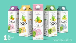 Rita Coconut Water With Coco Jelly Or Basil Seed In 1000 Ml Paper Box Pineapple Or Mango Juice