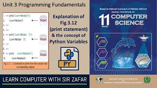 Print statement & the concept of Python Variables | 1st Year Computer Science | Federal Board | NBF