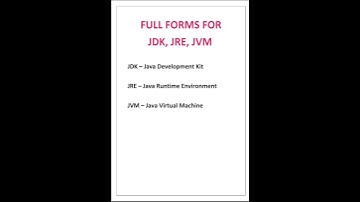 Full forms for JDK ,JRE,JVM #java #javaforbeginners#shortcuts#codinginterview