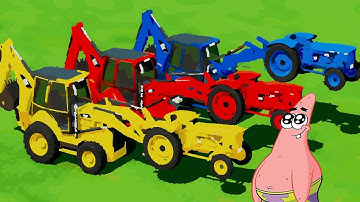 LOADERS & TRACTORS OF COLORS ! LOAD & TRANSPORTING TRACTORS with CAT LOADERS ! Farming Simulator 22