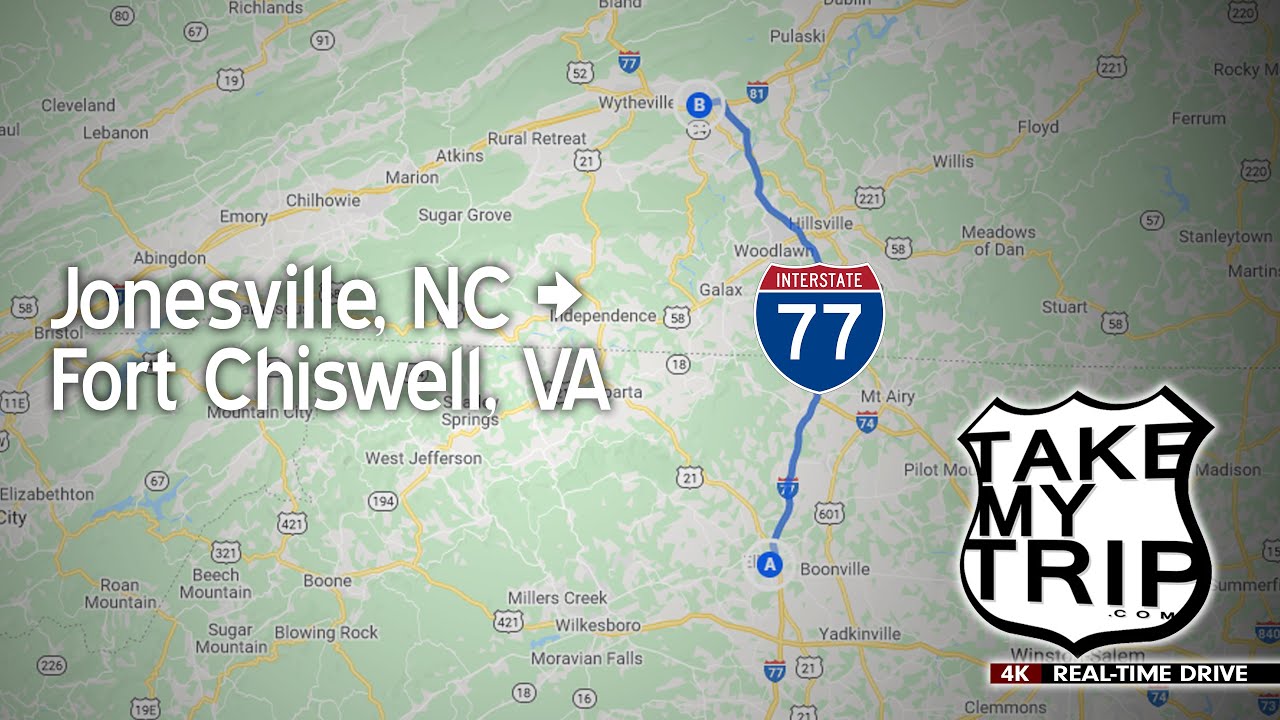 North Carolina into Virginia on Interstate 77 via Fancy Gap Jonesville