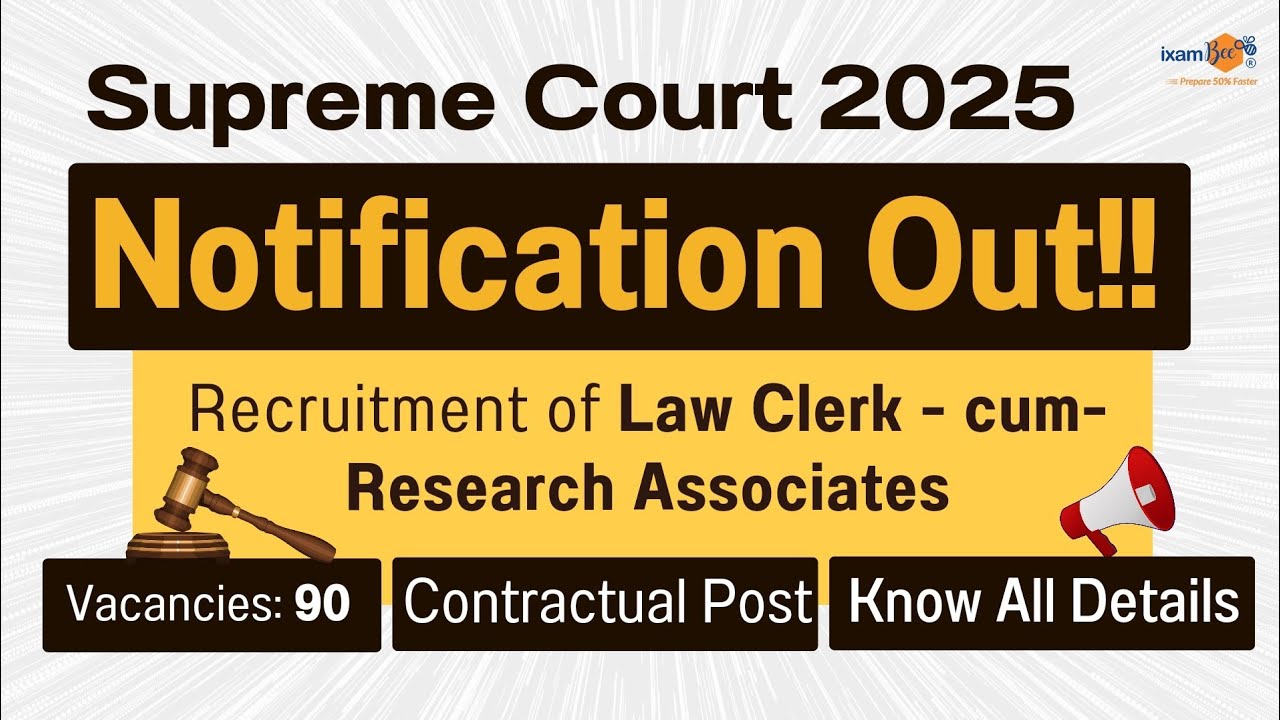 Supreme Court 2025 Recruitment of Law Clerk cum Research Associates ...