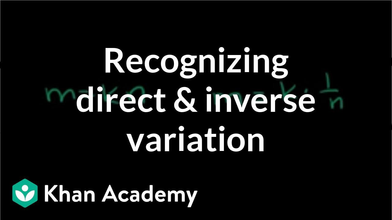 Recognizing Direct and Inverse Variation