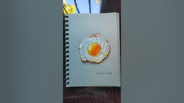 Realistic draw ||Fried egg|| 🍳🍳 #shorts #art #youtubeshorts #drawings
