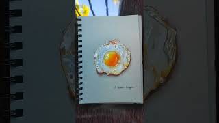 Realistic draw ||Fried egg|| 🍳🍳 #shorts #art #youtubeshorts #drawings