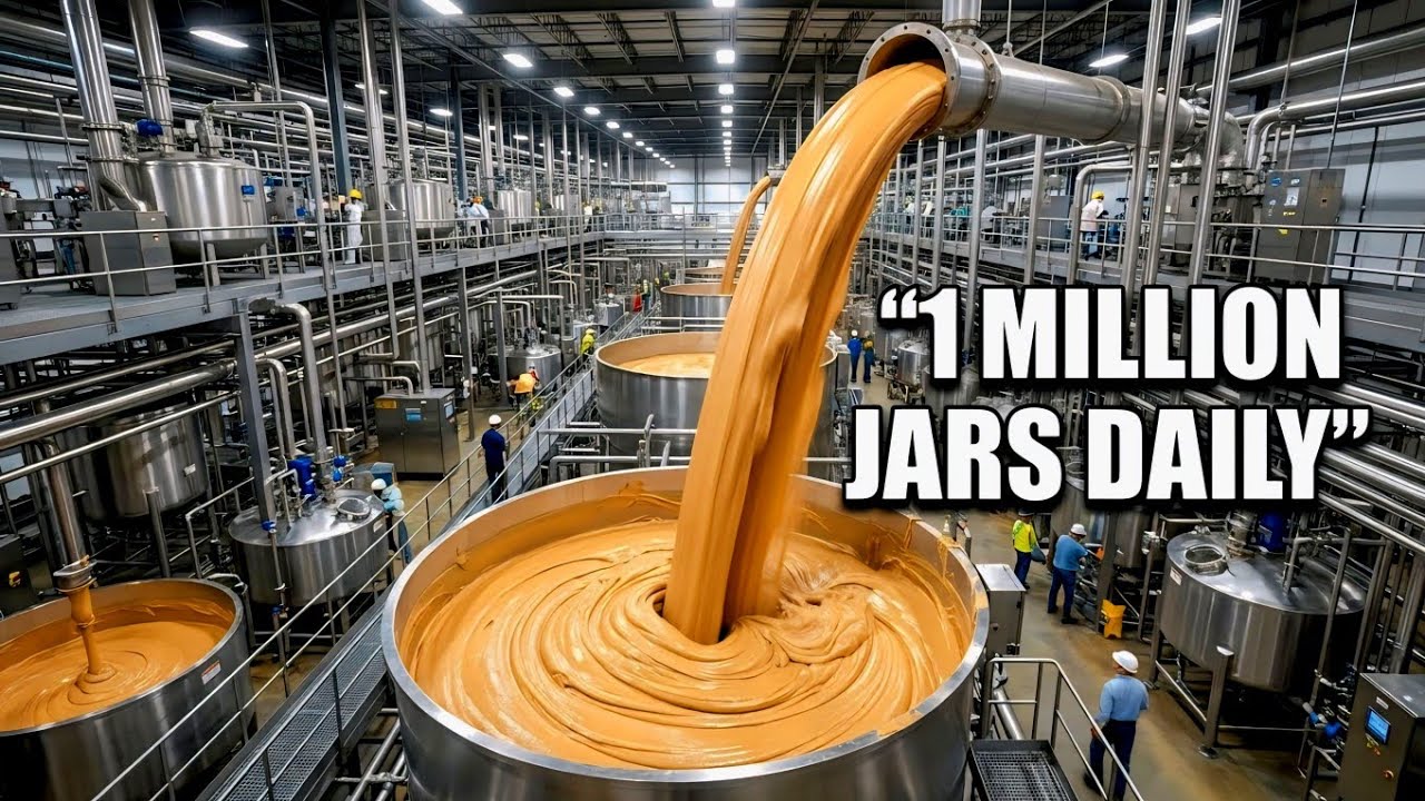 How It's Made: Mass Production of Peanut Butter (USA Factory)