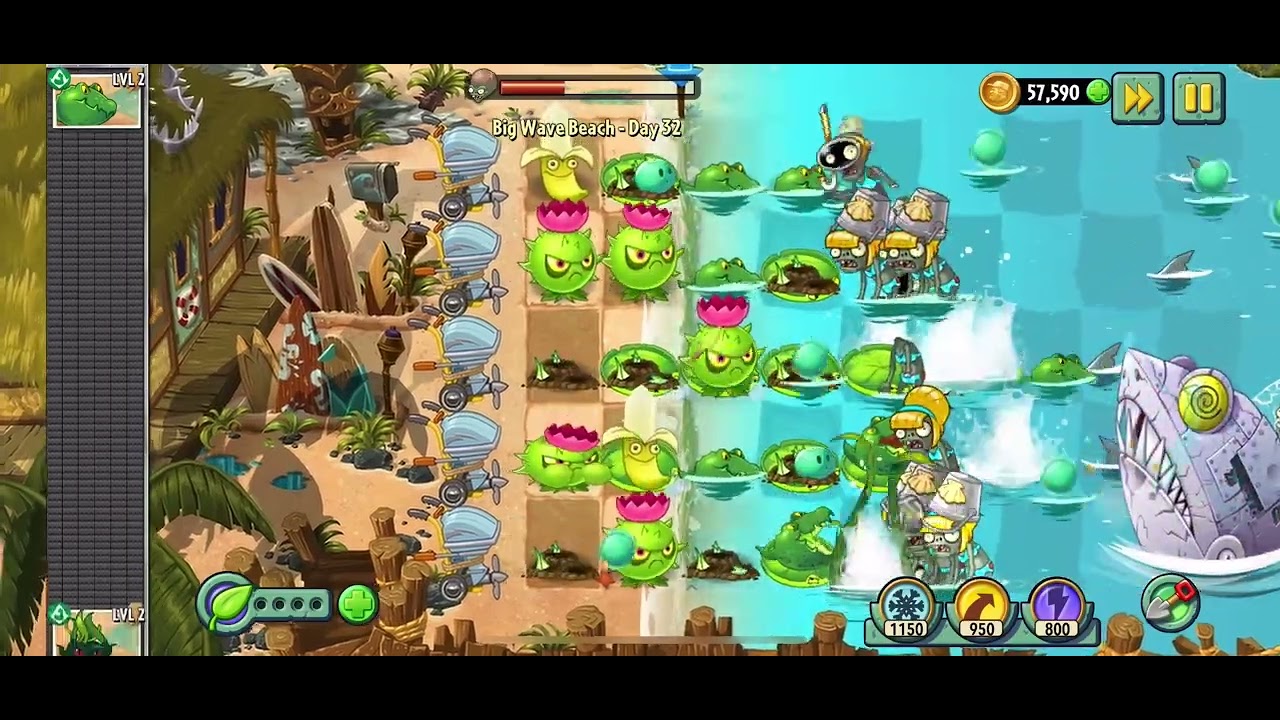 Plants vs Zombies 2 - Big Wave Beach - Day 32 - 2024 - YouTube