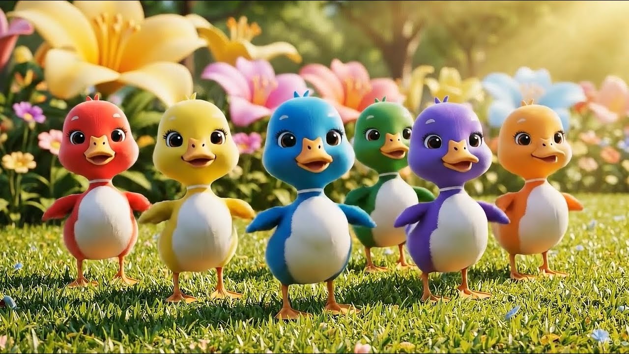 Six Dancing Ducks For Kids | Red Yellow Blue Green Purple Orange | Play & Giggles |