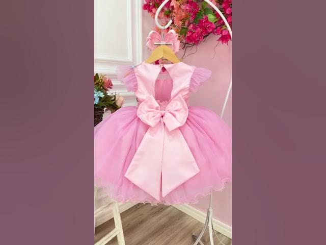 Vestido Infantil Barbie Rosa Chiclete Glitter e Estrelas - Fabuloso Ateliê