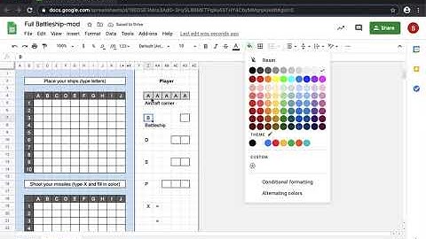Full Battleship in Google Sheets