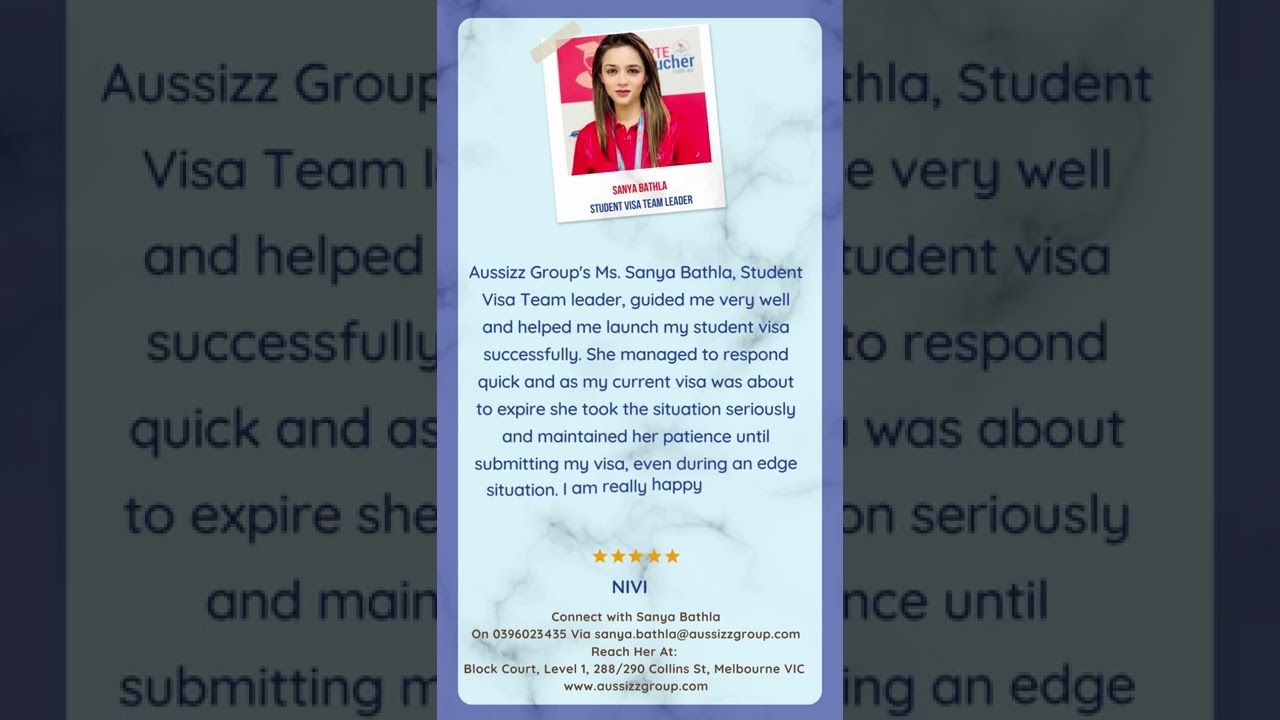 Glowing reviews for our Student Visa Team Leader, Sanya! 