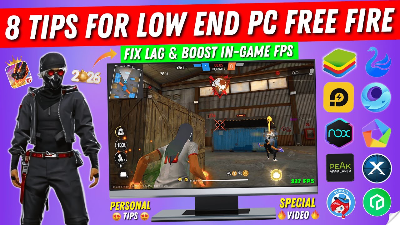 8 Tips to Play Free Fire On Low End PC | Fix Free Fire Lag & Boost 240+ FPS (2026)