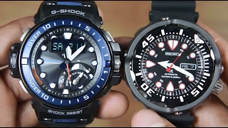 CASIO G-SHOCK GWN-Q1000-1A VS SEIKO PROSPEX SRP655K1 - YouTube