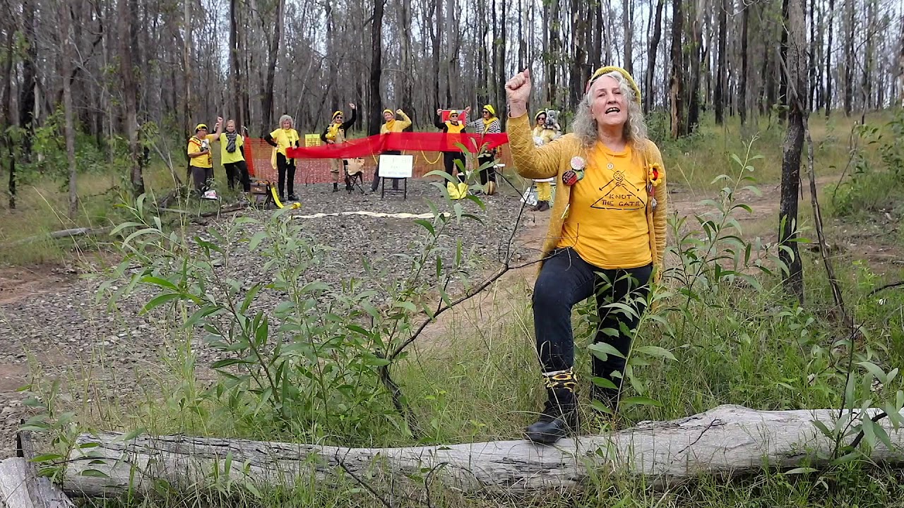 Rosie of Knitting Nannas Against Gas Lismore sings Battle for the Trees