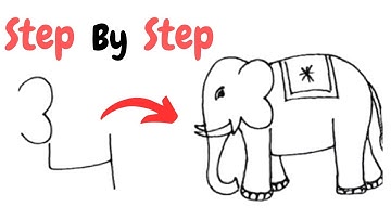 Easy Elephant Drawing from number 34 | Elephant Drawing tutorial | #elephant #drawing