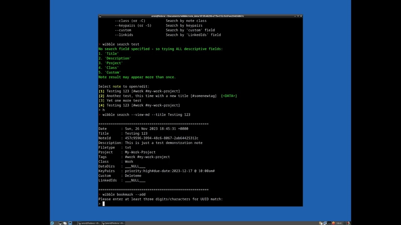 Wibble CLI Full Guide: 10 - "bookmark" - Quickly access frequent notes