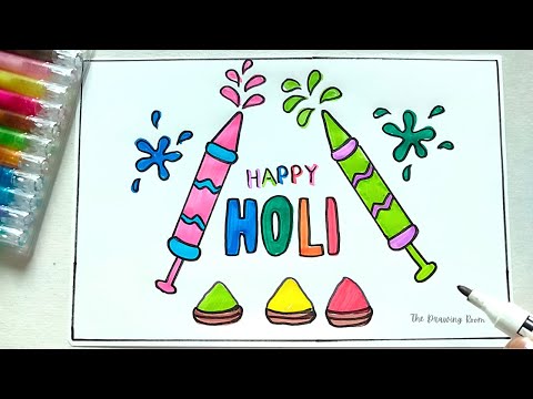 Very Easy HOLI Drawing For KIDS