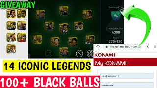 Giveaway 4300 Strength Full Legends squad 14 Iconic players pes 2020 Mobile || Free account pes 2020