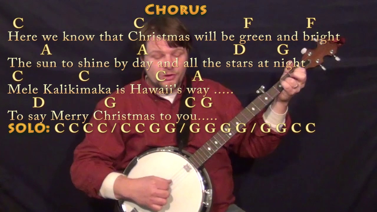 Mele kalikimaka christmas banjo cover lesson in c with chords lyrics