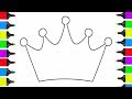 How To Draw Prince Crown Easy | Coloring Pages For Kids | Learn How To Draw With Colored Markers