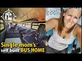 Single mom w/ 3 teenagers turns old BUS into their TINY HOME