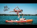 COUPLES YOGA CHALLENGE ON A PADDLE BOARD!! (EXTREME)