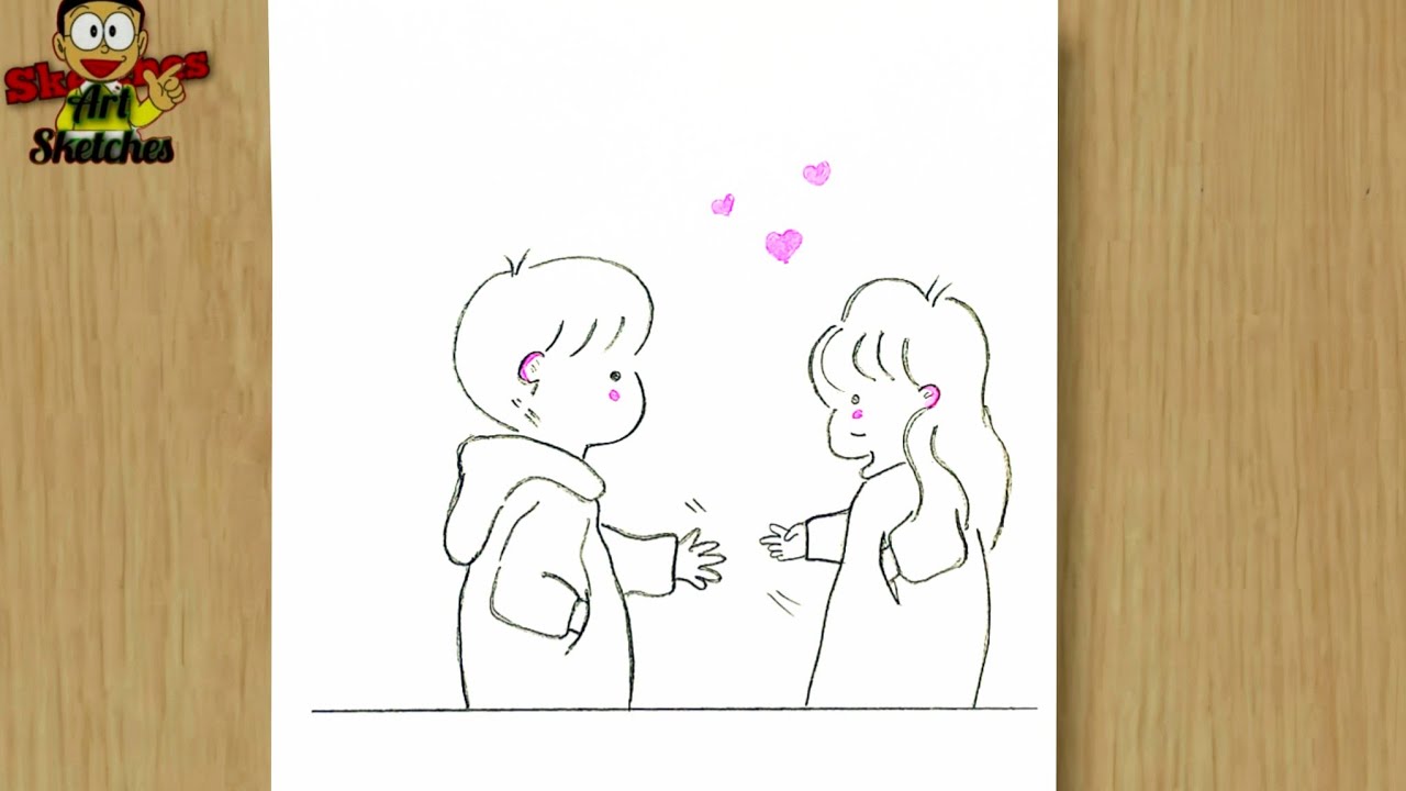 How to Draw Couple | Cute Girl and boy Drawing | Pencil Sketch - YouTube