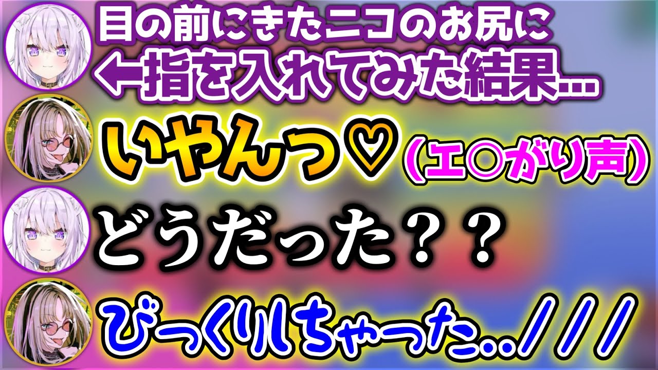 不意にカンチョウを喰らい、エ○がってしまうニコたん【ホロライブ切り抜き/虎金妃笑虎/猫又おかゆ】
