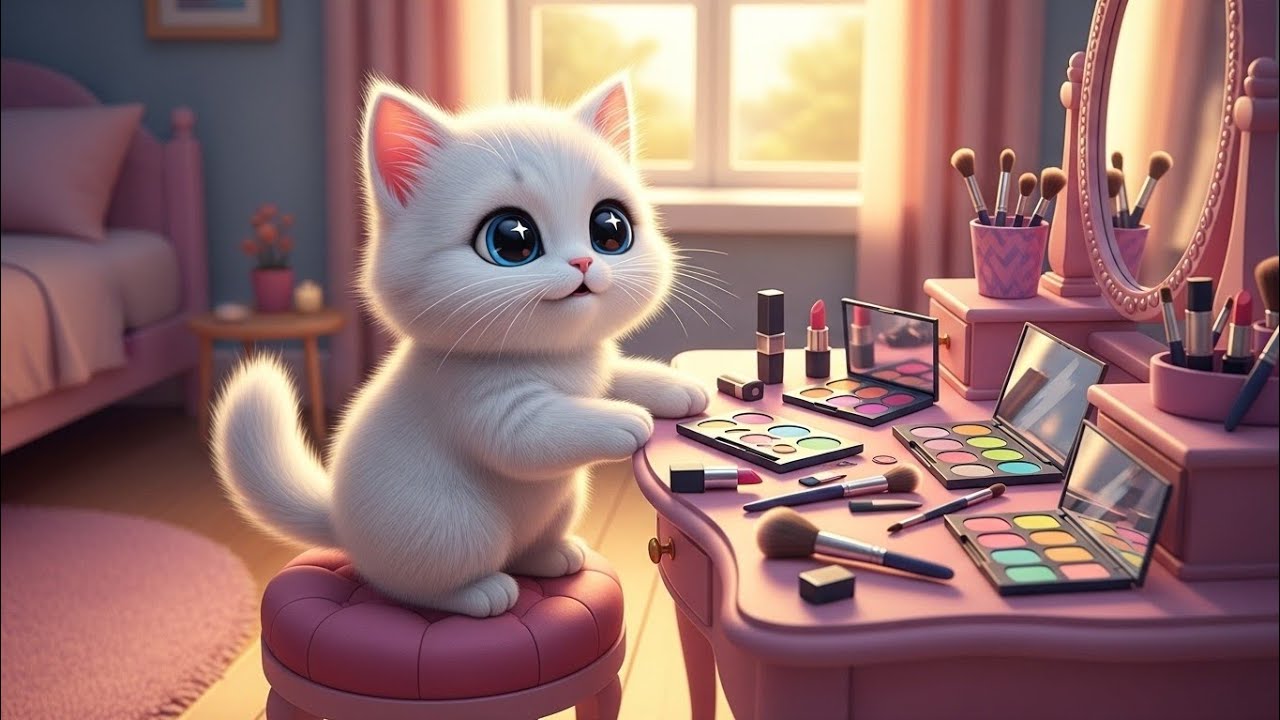 Cute Kitten’s First Makeup Adventure 💄🐾 | Sweet Kids Poem & Fun Storytime