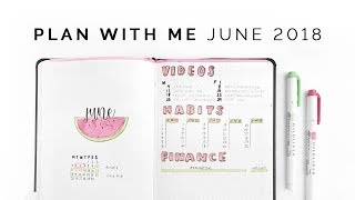 bullet journal plan with me 🍉 june 2018