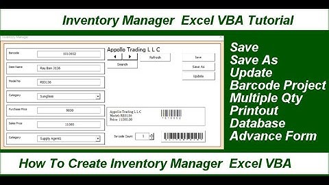 How to Create inventory Manager Part2 Excel VBA