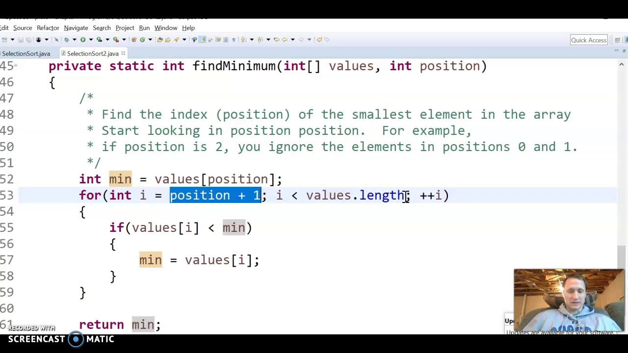 Review of Selection Sort Questions - YouTube