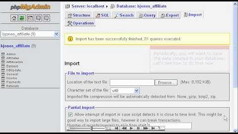 Managing a MySQL database in PHPMyAdmin in Hsphere