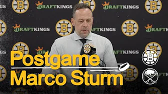 Marco Sturm addresses the media after the B's beat the Sabres 3-1