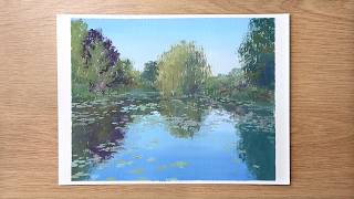 Water Lily Pond at Monet's Garden | Gouache Tutorial