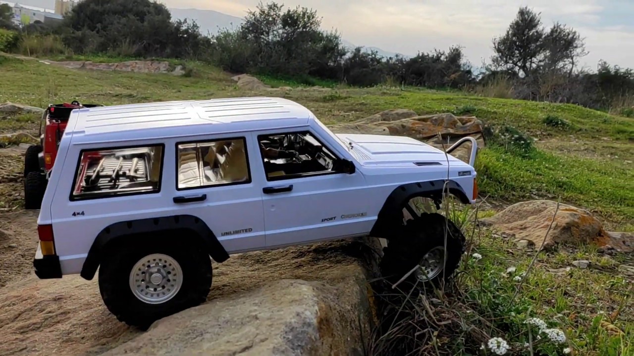 scale crawler rc jeep cherokee hard body segunda prueba por las rocas