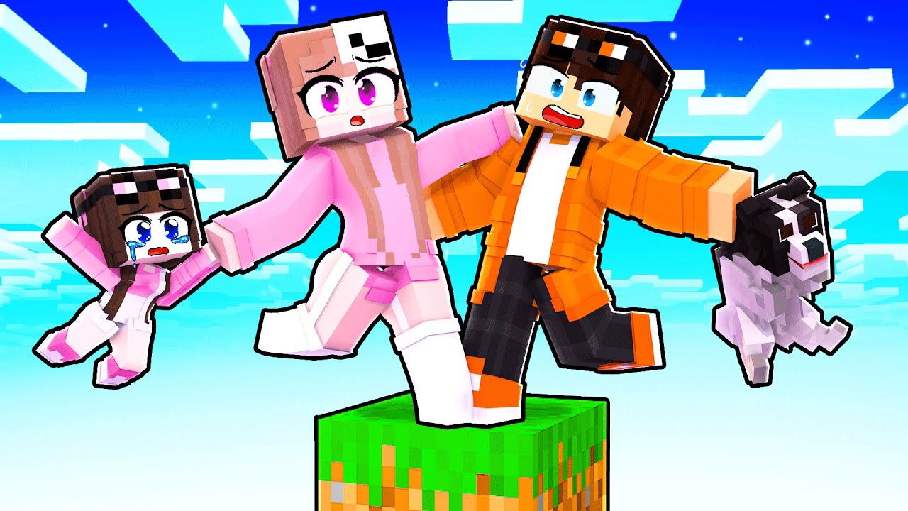 JOGANDO com uma FAMÍLIA em APENAS UM BLOCO no MINECRAFT!