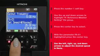 How To Set The Hitachi Sj-P1 Drive To Run From The Drive Keypad