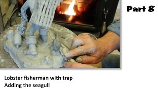 Ceramic Sculpture techniques: Fisherman with Lobster Trap, part 8