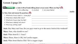 English 7 Unit 3 Music and art ISW Listening Lesson 2 (23) and Lesson 3 (26)