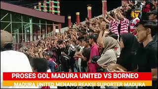 gol Madura united vs Borneo aksi suporter Madura