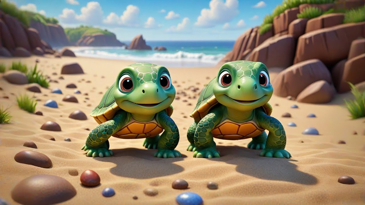 Two Baby Turtles Climb a Hill | Adventure Song for Kids | Nursery Rhymes and Learning Songs